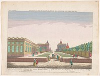 Gezicht op het Neues Palais te Potsdam gezien vanaf de tuin (1755 - 1779) by Kaiserlich Franziskische Akademie, J Riedel and Jozef II Duits keizer