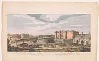 Gezicht op de Bastille en de Porte Saint-Antoine te Parijs (1749) by Robert Sayer, P Brookes, Paul Angier and Jacques Rigaud