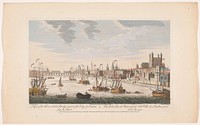 Gezicht op de stad Londen gezien vanaf de rivier de Theems (1753) by Robert Sayer, Henry Overton II, J M Müller and Jacob Maurer