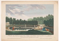 Gezicht op de Moon Pond en de Temple of Piety in Studley Royal Park te Yorkshire (1758) by Robert Sayer, A Walker and A Walker