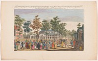 Gezicht op de Rotunda in Ranelagh Gardens te Londen met een gemaskerd bal ter gelegenheid van de verjaardag van de prins van Wales op 24 mei 1751 (1751 - 1753) by Robert Sayer, Henry Overton II, Fabr Parr and Canaletto