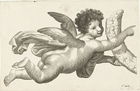 Zwevende putto met krans (1824 - 1875) by Lubertus Teunis van Deth