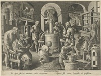 Distillatie (c. 1589 - c. 1593) by Philips Galle, Jan van der Straet and Philips Galle
