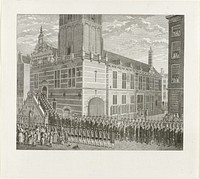 Aankomst van de delegatie op het stadhuis van Rotterdam om de afzetting van enige raadsleden te eisen, 1787 (1790) by Theodorus de Roode and Theodorus de Roode