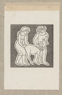 Daphnis en Chloë leiden een bok als offer aan Pan (1937) by Aristide Maillol