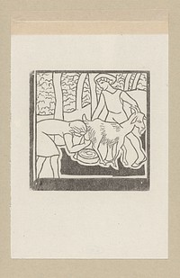 Chloë melkt een van Daphnis' geiten (1937) by Aristide Maillol