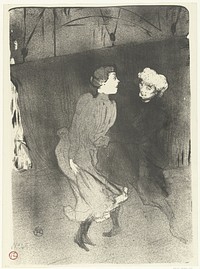 Portret van Emilienne D'Alençon en Mariquita tijdens generale repetitie in de Folies-Bergère (1893) by Henri de Toulouse Lautrec and Edward Ancourt