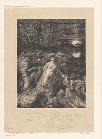 Half naakte vrouw aanbeden door een groep figuren (c. 1894) by Henri De Groux