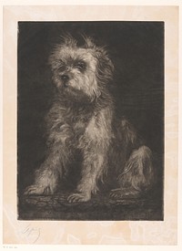 Zittende hond, mogelijk een Cairn Terrier (1863) by Ludovic Napoléon Lepic