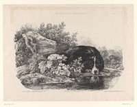 Rustende hond aan de rand van het water (1832) by Jacques Raymond Brascassat, Alphonse Bichebois, Rittner and Goupil and Charles Tilt