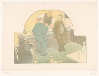 Vier mannen in een bistro (c. 1892 - c. 1893) by Henri Gabriel Ibels and Eugène Verneau