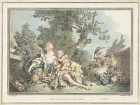 Slapende herderin en slapende Amor (1760 - 1802) by Gilles Antoine Demarteau, Jean Baptiste Huet le vieux and Gilles Antoine Demarteau