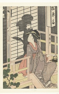 Serveerster van het Matsu Higashiya theehuis (1795 - 1800) by Kitagawa Utamaro and Yamaguchiya Chusuke Kinkodo