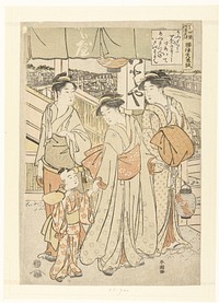 Genieten van de avondbries bij de rivier in Shijo, Kyoto. (1790 - 1795) by Katsukawa Shunchō, Koshishoji Minogami and Tsutaya Juzaburo Koshodo