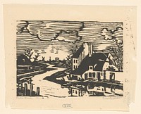 Gezicht op vaart met huizen aan de oever (in or before 1957) by F Meyneke and F Meyneke