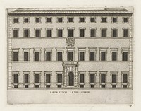 Façade van het Lateraans Paleis te Rome (1638) by Giacomo Lauro, Domenico Fontana, Giovanni Battista de Rossi and Urbanus VIII