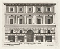 Façade van Palazzo Alberini Cicciaporci te Rome (1655) by Giovanni Battista Falda, Pietro Ferrerio, Giulio Romano and Giovanni Giacomo de Rossi