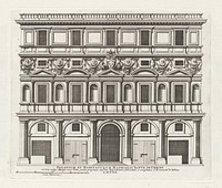 Façade van Palazzo Branconio dell'Aquila te Rome (1655) by Giovanni Battista Falda, Pietro Ferrerio, Rafaël, Donato Bramante and Giovanni Giacomo de Rossi