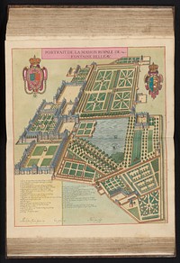 Gezicht op het paleis en de tuinen van Fontainebleau (1614) by Michel Lasne, Alessandro Francini, Lodewijk XIII koning van Frankrijk and Anna Beeck