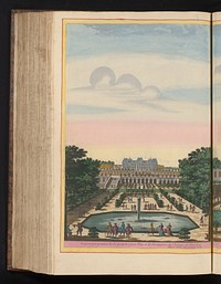 Gezicht op de grote vijver met fontein en de orangerie van het kasteel van Meudon (1675 - 1717) by Pierre Aveline, Pierre Aveline, Lodewijk XIV koning van Frankrijk and Anna Beeck