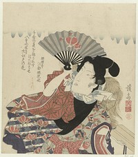 Portret van de dichter Edo no Hananari (1825 - 1829) by Keisai Eisen and Edo no Hananari
