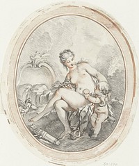 Venus en Amor in ovaal (1732 - 1776) by Gilles Demarteau