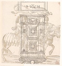Ontwerp voor een meubel, wellicht een deur of een kast (1500 - 1550) by anonymous and Monogrammist HS Duitsland