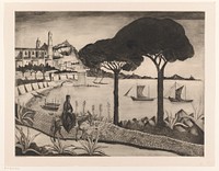 Haven van Bastia op Corsica (1924) by Lodewijk Schelfhout and N V Roeloffzen and Hübner