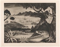 Berglandschap met baai op Corsica (1922) by Lodewijk Schelfhout and N V Roeloffzen and Hübner