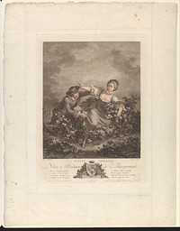 Rennende jonge vrouw achtervolgd door een jonge man (1760 - 1836) by Jacques Couché, Philippe Caresme, Tessari and Cie, Jacques Couché, Madame de Blangermont and Franse kroon
