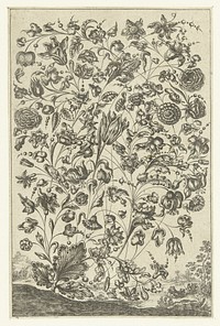 Boeket van ranken met bloemen en bladeren. (c. 1631 - c. 1726) by Francois Lefebure, anonymous and anonymous