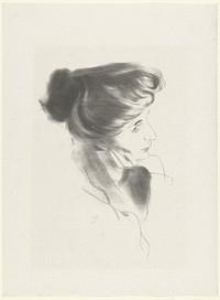 Hoofd van vrouw met kin rustend op haar hand (1895) by Antonio de la Gandara, Antonio de la Gandara, L Epreuve and P Lemaire