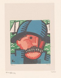 Kop van een visser met snor (1923) by Jean Emile Laboureur