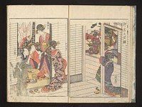 Courtisanes met twee mannelijke gasten (1804) by Kitagawa Utamaro