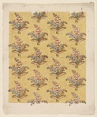 Blad met regelmatig over het blad verdeelde struik met bloemen (1700 - 1799) by anonymous