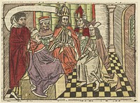 Judas bij de hogepriesters om Christus te verraden (1485 - 1491) by Meester van Antwerpen I