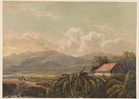Gezicht op landgoed en residentie Tjiptrap op Java (1869) by Johan Conrad Greive, Abraham Salm and Frans Buffa en Zonen