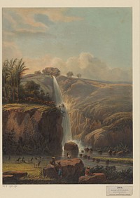 Gezicht op de waterval in Singahan (1869) by Johan Conrad Greive, Abraham Salm and Frans Buffa en Zonen