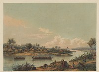 Gezicht op rivier de Solo op Java (1869) by Johan Conrad Greive, Abraham Salm and Frans Buffa en Zonen