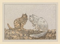 Twee katten op een muur (1878 - 1917) by Theo van Hoytema