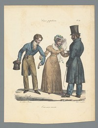 Gearmd paar begroet man (1823) by Edme Jean Pigal, Pierre Langlumé and Gihaut et Martinet