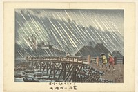 Regen te Sanmaibashi in Hakone (1880 - 1882) by Kobayashi Kiyochika and Fukuda Kumajirô