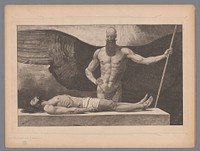 Christus in de sarcofaag met een engel (1813 - 1880) by Johann Jakob Weber