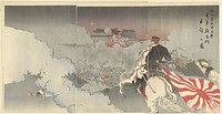 De geallieerde troepen vallen Peking aan; de Japanse troepen voor de poort van Chaoyang. (1900) by Kajita Hanko and Matsuki Heikichi
