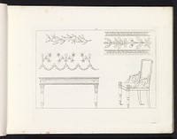 Stoel, tafel en drie ornamentele randen (1817) by Pietro Ruga, Lorenzo Roccheggiani and Pietro and Giuseppe Vallardi