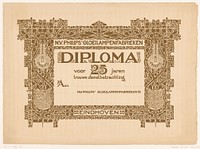 Diploma voor vijfentwintig jaar dienst bij Philips (1916) by Theo Nieuwenhuis