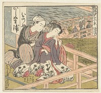 Liefdespaar op veranda (1770 - 1775) by Isoda Kôryûsai