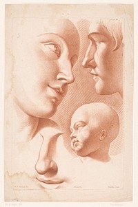 Koppen van vrouw, man en kind (c. 1780) by Roubillac, Philippe Louis Parizeau and Jacques François Chéreau