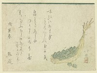 Greens in a Straw Container (1818) by Totoya Hokkei and Kitsuneen