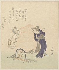 Vrouw bij een vossenklem (c. 1890 - c. 1900) by Kitagawa Utamaro